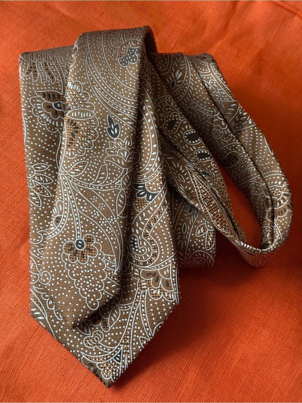 W.W. Chan & Sons Brown Paisley Silk Tie